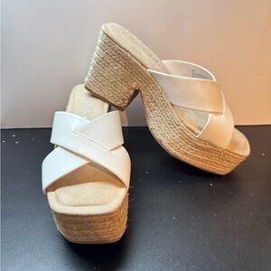 Altar'd State White Cross-Strap Espadrille Wedges